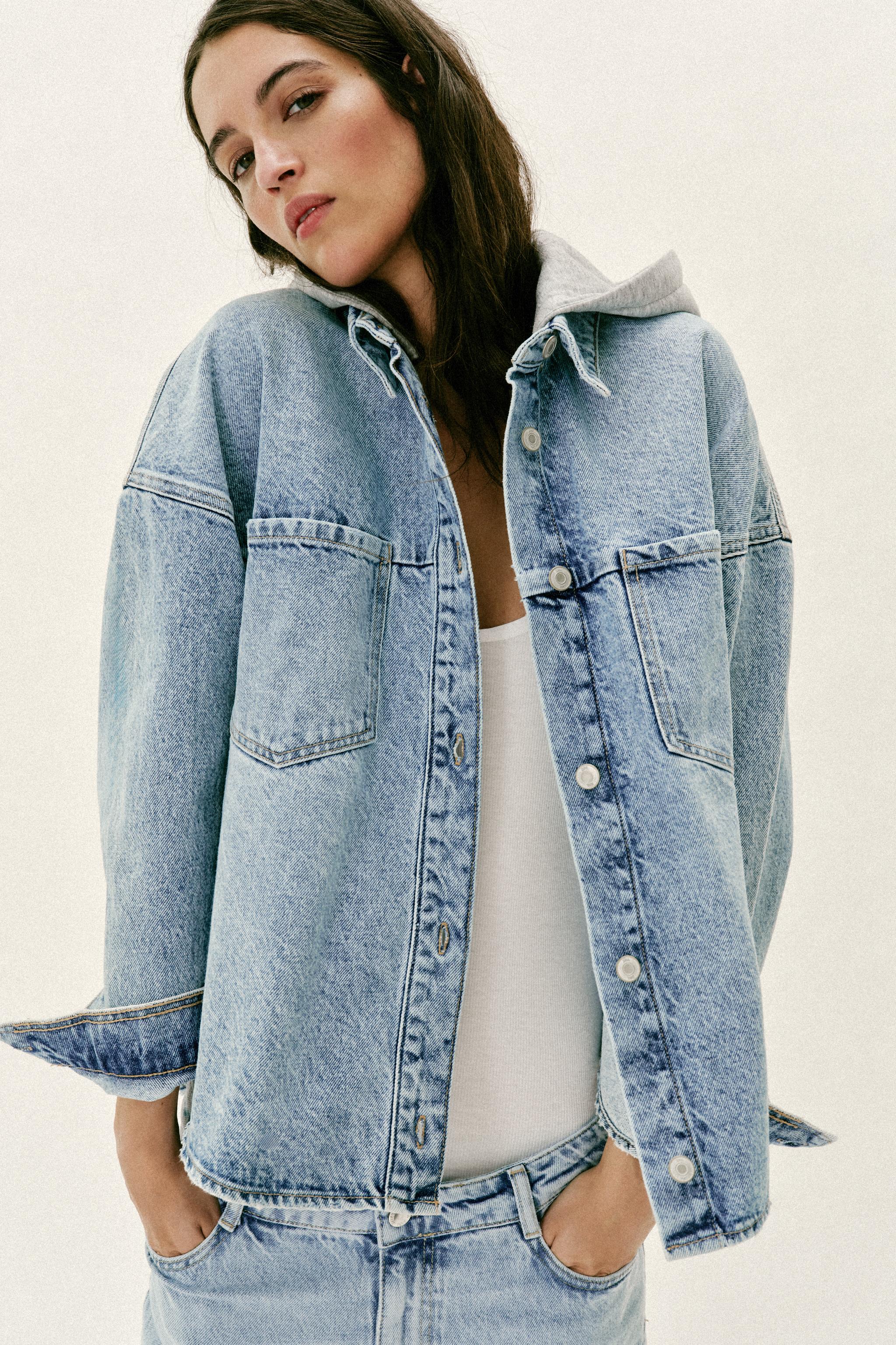 BLOUSON Z1975 EN DENIM OVERSIZE À CAPUCHE